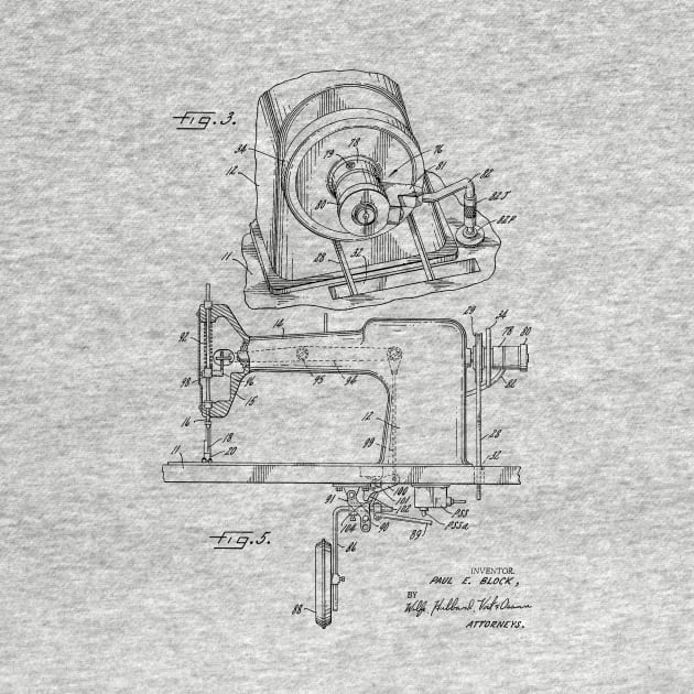 Power Transmission System for Sewing Machine Vintage Patent Hand Drawing by TheYoungDesigns